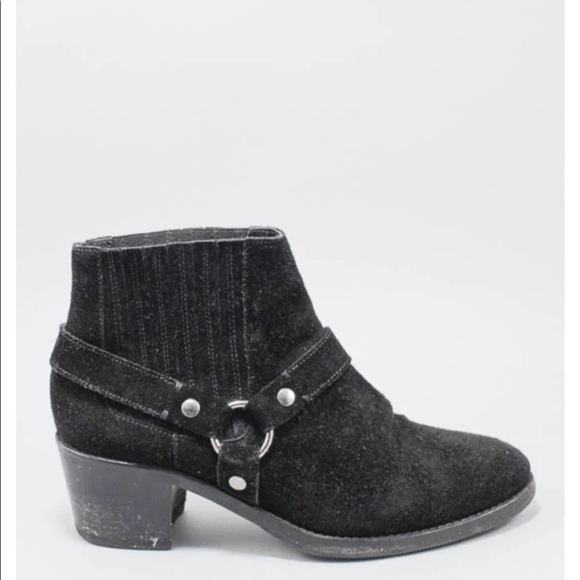 ALL SAINTS BLACK SUEDE ANKLE BOOTIES - Picture 1 of 16
